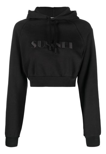 Sunnei Cropped-Hoodie mit Logo - Schwarz