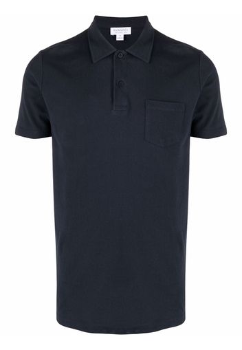 Sunspel Poloshirt mit aufgesetzter Tasche - Blau