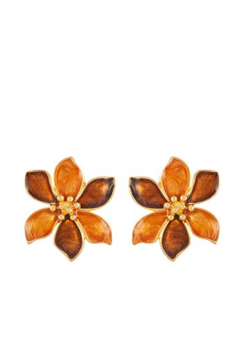 Susan Caplan Vintage 1980s Vintage Enamel Flower clip-on earrings - Gold