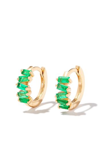 Suzanne Kalan 18kt yellow gold emerald huggie earrings