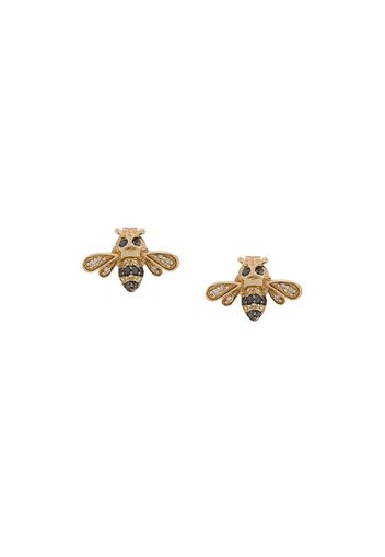 Sydney Evan 14kt gold diamond and sapphire bumble bee stud earrings - Metallisch