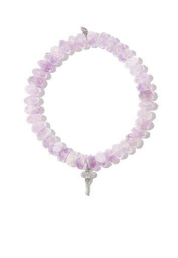 Sydney Evan SE MINI KEY ON LAVENDER AMETHYST FACETED - Silber