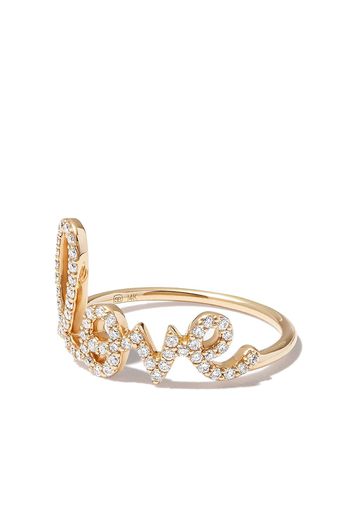 Sydney Evan large 14kt yellow gold Love Script diamond ring