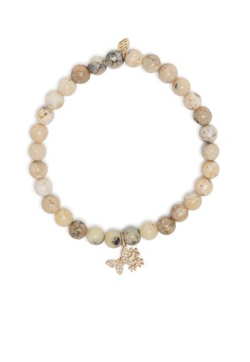 Sydney Evan 14kt yellow gold Butterfly Daisy opal beaded bracelet - Nude