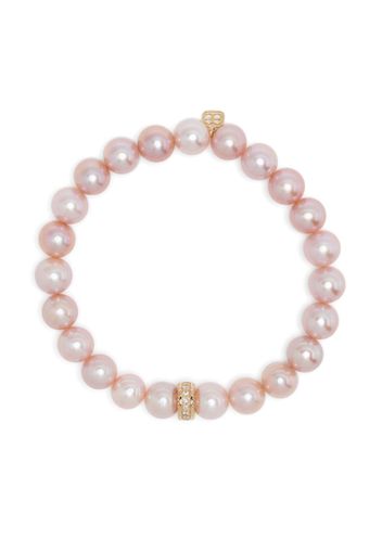 Sydney Evan 14kt Gelbgold-Perlenarmband mit einem Diamanten - Rosa