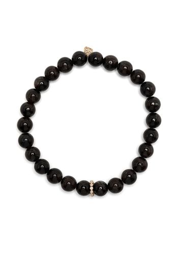 Sydney Evan 14kt yellow gold hypersthene bead bracelet - Schwarz