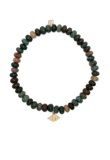 Sydney Evan 14kt yellow gold Evil Eye agate beaded bracelet - Grün