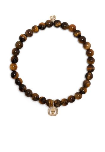 Sydney Evan SYDNY SKULL OPEN ICON CHRM ON TIGER EYE RND BEAD BRCLT - Braun