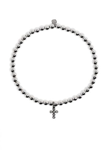 Sydney Evan 14kt white gold Cross Charm beaded bracelet - Silber