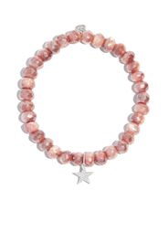 Sydney Evan 14kt white gold star charm beaded bracelet - Silber