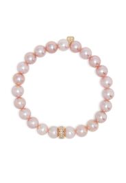 Sydney Evan 14kt Gelbgold-Perlenarmband mit einem Diamanten - Rosa