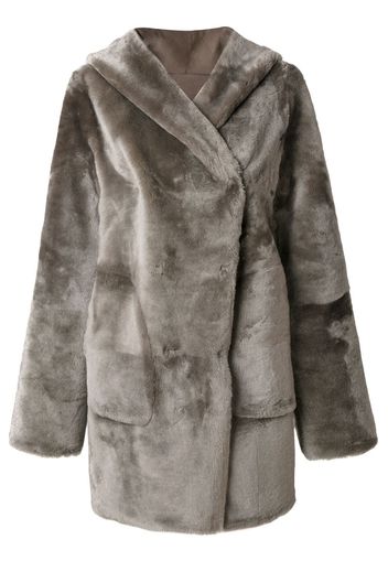 Sylvie Schimmel Shearling-Mantel mit Kapuze - Grau