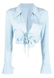System tie-fastening cropped blouse - Blau