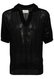 System Skashi open-knit polo shirt - Schwarz