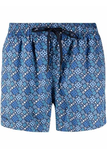 Tagliatore Gemusterte Badeshorts - Blau