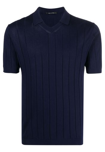 Tagliatore ribbed-knit polo shirt - Blau