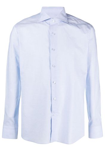 Tagliatore plain cotton-linen blend shirt - Blau
