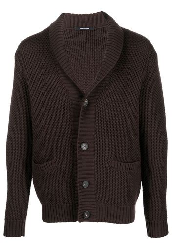 Tagliatore shawl-lapel waffle-knit cardigan - Braun