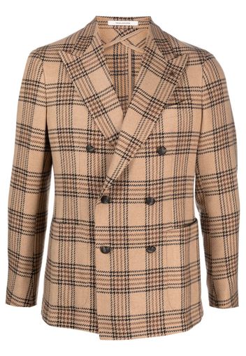 Tagliatore Prince of Wales-check double-breasted blazer - Nude