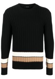 Tagliatore stripe-detail wide-ribbed jumper - Schwarz