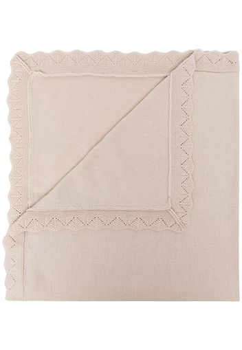 Tartine Et Chocolat zigzag-trim fine-knit blanket - Nude