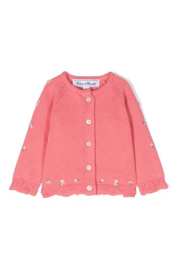 Tartine Et Chocolat floral-embroidered knit cardigan - Rosa