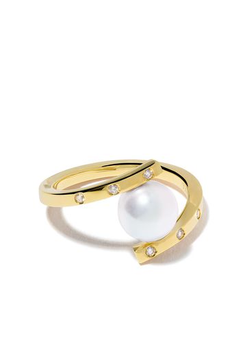 TASAKI 18kt 'A Fine Balance' Gelbgoldring mit Diamanten und Akoya-Perle - YELLOW GOLD