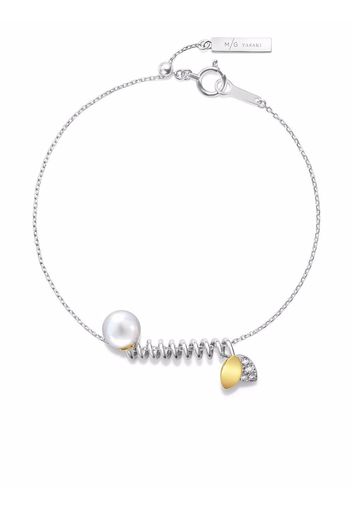 TASAKI 18kt Tasaki Floret Goldarmband mit Akoya-Perle und einem Diamanten - Silber