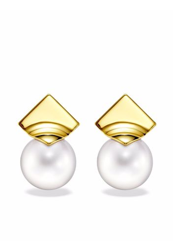 TASAKI 18kt yellow gold SQUARE LEAF freshwater pearls stud earrings