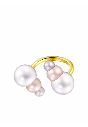 TASAKI 18kt yellow gold TRIPLE freshwater pearl ring