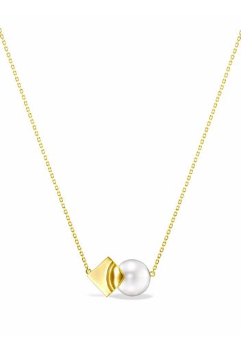 TASAKI 18kt yellow gold SQUARE LEAF pearl pendant necklace
