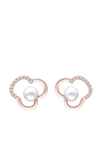 TASAKI 18kt Chants Rotgoldohrringe mit Perle und Diamanten - Rosa