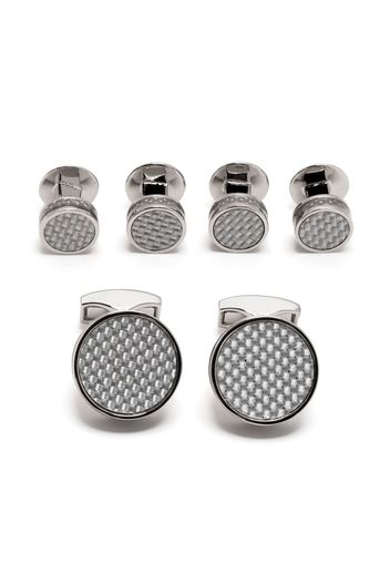 Tateossian rhodium-plated disc and stud cufflink set - Silber