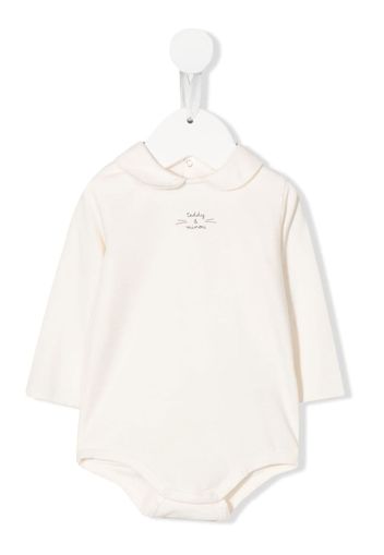 TEDDY & MINOU logo long-sleeve babygrow - Nude