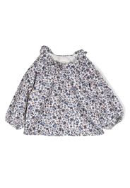 TEDDY & MINOU floral-print ruffled cotton blouse - Blau