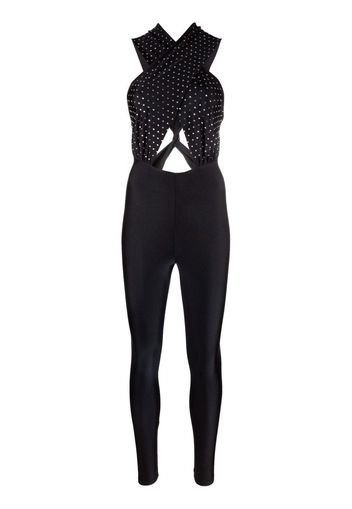 THE ANDAMANE rhinestone-embellished crossover jumpsuit - Schwarz