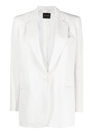 THE ANDAMANE single-breasted cotton-linen blend blazer - Grau