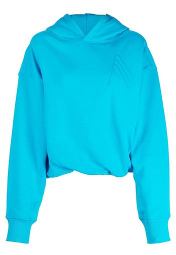 The Attico embossed-logo cotton hoodie - Blau