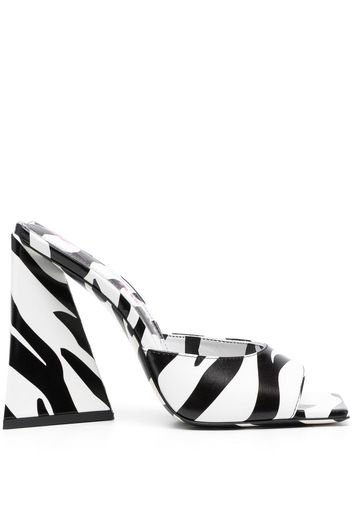 The Attico Devon zebra print 115mm mules - Weiß