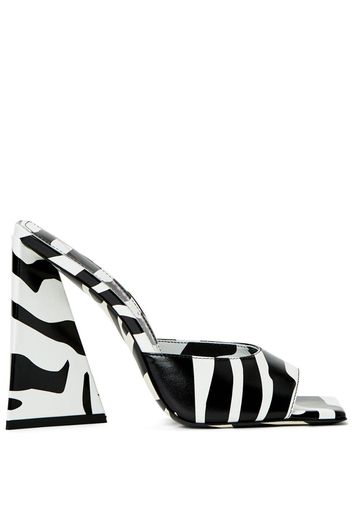 The Attico Devon zebra-print 115mm mules - Schwarz