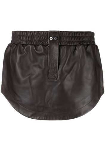 The Attico curved-hem leather miniskirt - Braun