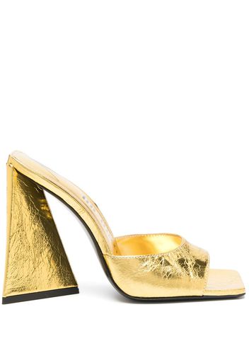 The Attico 118mm metallic leather mules - Gold