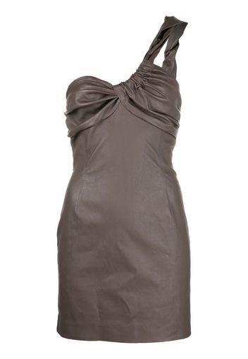 The Mannei one-shoulder leather dress - Braun