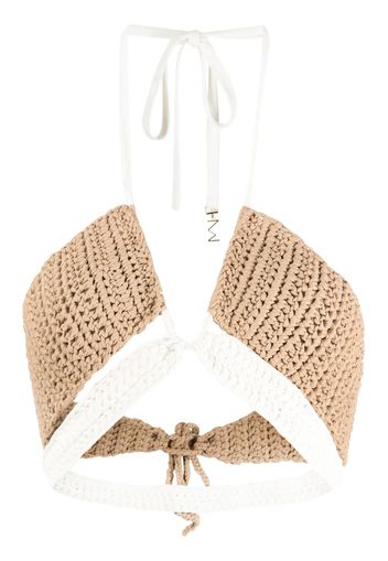 The Mannei Terri knitted halterneck bikini top - Braun