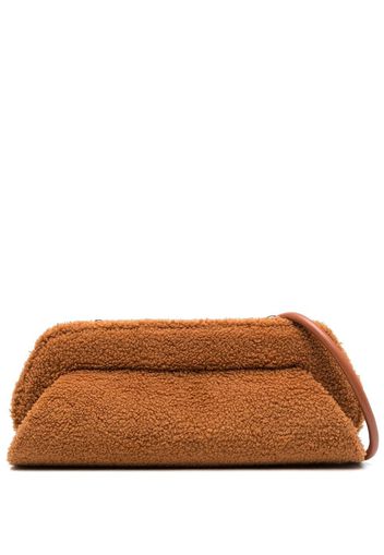 Themoirè Clutch mit Shearling - Braun