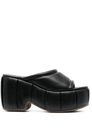 Themoirè Cassiope 100mm platform leather mules - Schwarz