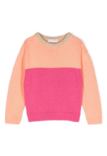 There Was One Kids colour-block crew-neck jumper - Rosa