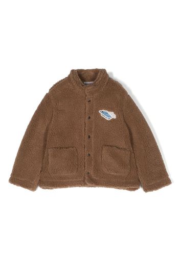 There Was One Kids logo-patch teddy bomber jacket - Braun