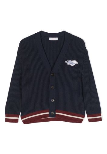 There Was One Kids Gerippter Cardigan mit V-Ausschnitt - Blau