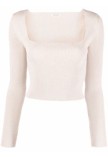 There Was One square-neck ribbed knitted top - Nude